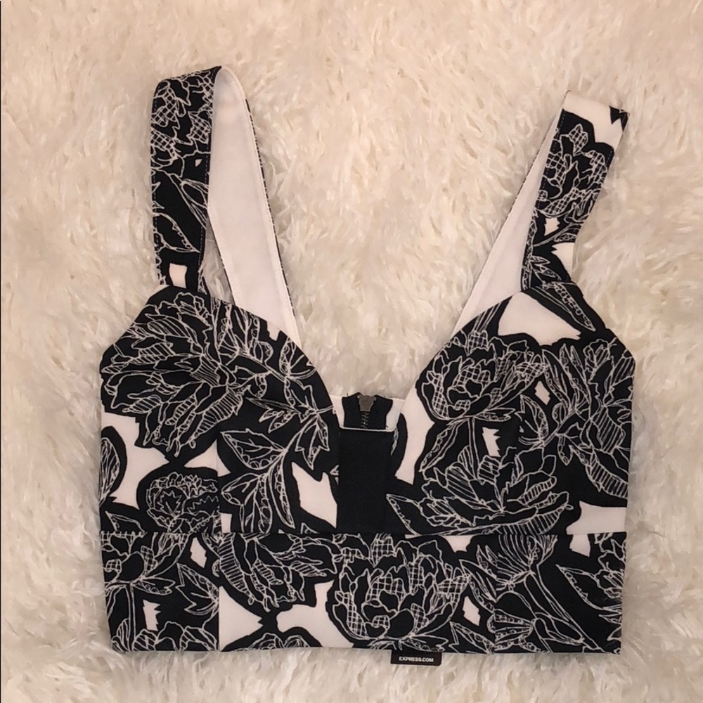 Express White and Black Bra Crop top